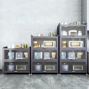 Kitchen <b>Dust</b> Proof Flip Door Storage Cabinet Knock-down Structure Environmental <b>Powder</b> Coating for Fruits Vegetables Steel Rack - Product Image 1