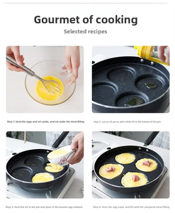 Poêle à frire multifonctionnelle antiadhésive en fer raffiné à 4 trous pour œufs, omelettes, crêpes - Compatible tous feux (y compris gaz) - Product Image 5