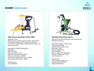Máquina <span class=keywords><strong>de</strong></span> Inyección <span class=keywords><strong>de</strong></span> Lechada <span class=keywords><strong>de</strong></span> Alta Presión Boyu 998, Impermeable, 2 Bombas, Inyección Doble, Acero, HDPE, Concreto, <span class=keywords><strong>Poliuretano</strong></span> - Product Image 6