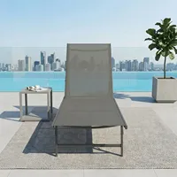Chaise longue d'extérieur en aluminium avec tissu Teslin pour patio et bord de piscine