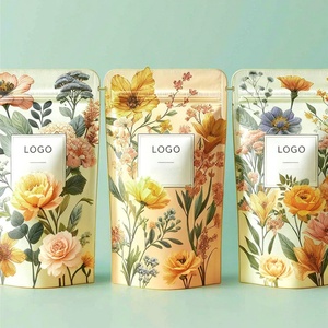 Sachet refermable personnalisé en aluminium anti-odeur avec fermeture éclair pour l'emballage alimentaire de fleurs, thé, biscuits, noix et café - Product Image 1