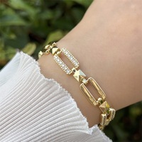Bijoux pour femmes, plaqué cuivre, or 18 carats, incrustation en forme de zircon, bracelet pour femmes de style simple fait à la main, réglable