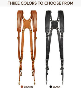 Tali Kulit Asli Mewah untuk Dua Kamera, <span class=keywords><strong>Harness</strong></span> Ganda, Multi Gear, Fotografi Satwa Liar, Dapat Disesuaikan - Product Image 2