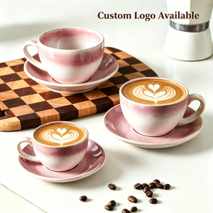 <span class=keywords><strong>Set</strong></span> tazza da <span class=keywords><strong>caffè</strong></span> in ceramica impilabile personalizzata Kingze 110ml 250ml 350ml eleganti tazze e piattini in porcellana - Product Image 1