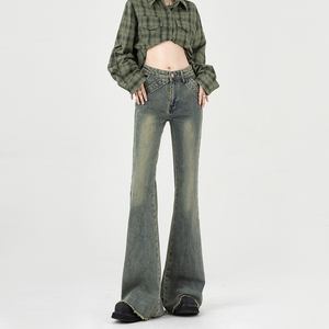 Jeans de Cintura Alta y Ligeramente Acampanados para Mujer, Primavera-Otoño 2025, Diseño Holgado de Pierna Ancha, Pantalones Acampanados Tipo Herradura - Product Image 2