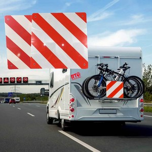 <span class=keywords><strong>Panneau</strong></span> de signalisation arrière <span class=keywords><strong>pour</strong></span> camion, personnalisé, à bandes rouges et blanches, double face, 50 cm carré, <span class=keywords><strong>pour</strong></span> marquage de charges dépassantes, en aluminium réfléchissant - Product Image 2
