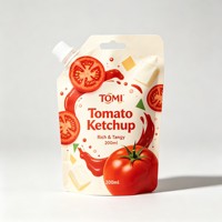 Pochettes souples personnalisées en plastique dépoli avec bec verseur pour ketchup et sauce tomate, emballage alimentaire liquide de qualité alimentaire avec bouchon, vente en gros