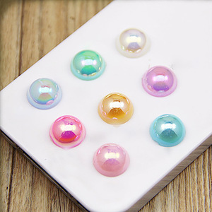 Perles d'imitation en résine acrylique couleur AB plates demi-rondes pour la décoration des ongles 6mm - Product Image 3