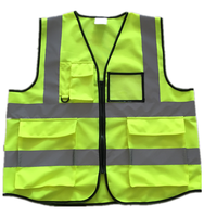 Gilet et vestes de sécurité réfléchissants pour hommes 100% polyester, multi-poches, fermeture éclair, vêtements haute visibilité