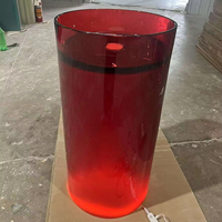 Lavabo autoportant en résine transparente de luxe moderne pour salle de bain, avec pied en surface solide et drain inclus