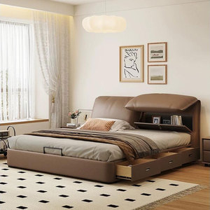 Modern Simple High-<b>End</b> Bedroom Art <b>Bed</b> Leather UpHolstered Multifunctional Storage Double <b>Bed</b> 2509 Soft Modern <b>Bed</b> 2509 - Product Image 3