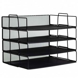 Desktop Letter <b>Tray</b> <b>File</b> Organizer Sorter Desk Document Organizer Shelf <b>Tray</b> Magazine Holder 4 Tier Stackable Heavy Duty Metal - Product Image 2