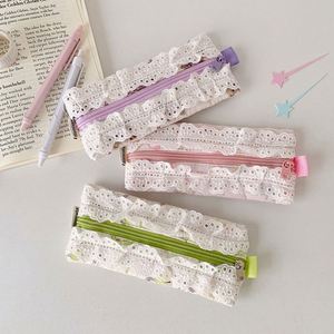 Simple Cosmetic Storage Bags Student Women School Office Makeup Lace Pencil <b>Case</b> Pouch - Product Image 3