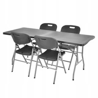 Chaises de banquet pliables en plastique noir modernes et tables d'extérieur rectangulaires pour la location