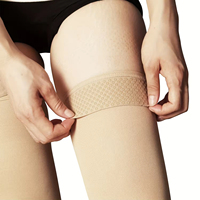 Usine personnalisée classe 2 silicone antidérapant 23-32 mmHg varices œdème nylon bout ouvert cuisse haute compression bas chaussettes