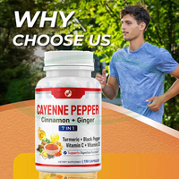 Ausreson 7 en 1 Capsules de poivre de Cayenne Supplément santé Gingembre Curcuma Cannelle Poivre noir Vitamine c Capsules