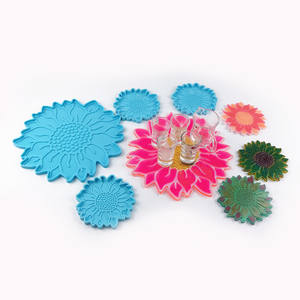 Moules de coulée en résine faits à la main pour bricolage ornements décoratifs Ins Style Silicone tournesol sous-verre moule 5045 - Product Image 5