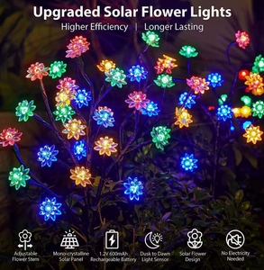 Luces Solares con Forma de Rama de Flor de Cerezo, Lámpara de Jardín Elegante e Impermeable para Exteriores, Luces Decorativas Ambientales para Patio - Product Image 1