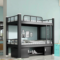 Lit superposé moderne Ouvrier de chantier à étage haut profil bas Dortoir scolaire Lit à cadre en fer forgé en fer forgé