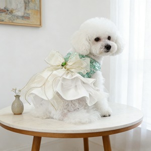 Pet Princess Tulle <b>Skirt</b> Emerald Green <b>Sequin</b> Dress For Dogs Cats Four Seasons Polyester Dress - Product Image 3