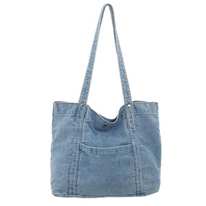 Bolso de compras reutilizable de mezclilla con bolsillo y logotipo personalizado - Product Image 6