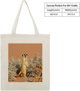 Bolso de mano de lona Meerkat Near Sea Buckthorn con asas, bolsas de compras reutilizables, bolso plegable, bolsos de hombro - Product Image 3