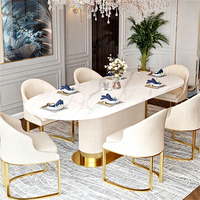 Table à manger ovale en marbre nordique Xuanzhen, table de restaurant d'hôtel, table à manger moderne de luxe, ensemble de tables à manger, tables à manger à vendre