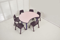 Ensemble table et chaise d'étude réglables en hauteur en plastique pour la maternelle, design incurvé, épaissi, sûr et écologique