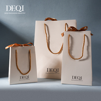 Bolsa de Papel Blanca de Lujo Premium con Asa de Cuerda, Logotipo Personalizado, Bolsa de Regalo para Joyería, Bolsa de Compras para Boutique y Marca Minorista