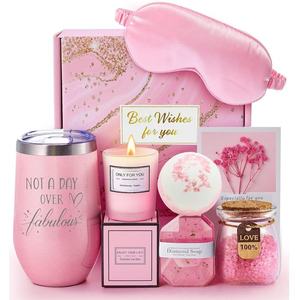 Panier-cadeau spa rose personnalisé avec bougie et gobelet, coffret de soins personnels pour femmes, maman, meilleur cadeau pour la fête des mères, anniversaire, remerciement - Product Image 1