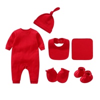 Ensemble de 6 pièces pour bébé : Combinaison, barboteuse printemps/automne, bonnet, bavoir, couverture, couleur unie, unisexe, pour nouveau-né fille, cadeau de naissance
