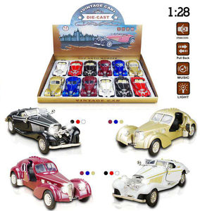 Modelo de Auto Clásico Vintage Merced-Ben & Buga a Escala 1:28, de Aleación Fundida a Presión, con Sonido y Luz, Juguete de 2 Puertas con Mecanismo de Retroceso - Product Image 1