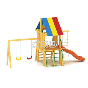 Moetry Grands terrains de jeux extérieurs en bois pour enfants Maison de jeu en bois Cadre d'escalade Ensemble de balançoire <span class=keywords><strong>avec</strong></span> <span class=keywords><strong>toboggan</strong></span> en plastique - Product Image 3
