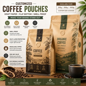 Custom <b>Bags</b> Vacuum Compression Storage Vacuum Seal <b>Waterproof</b> Carry 250g 500g Kraft Paper Eight Side Seal Coffee <b>Beans</b> Pouch - Product Image 1