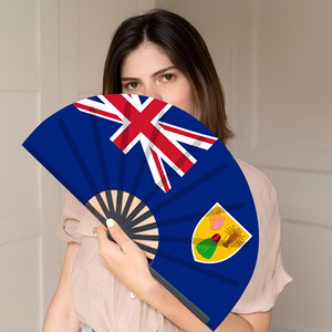 Abanicos Plegables de Bambú con la Bandera de las Islas Turquesas y Caicos, Abanico de Mano para Carnaval, Bodas, Festivales, Fiestas, Agencias de Viajes, Venta al Por Mayor - Product Image 5