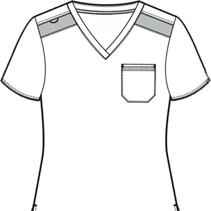 Haut de blouse unisexe à col <span class=keywords><strong>en</strong></span> V, coupe moderne, ajustement parfait, épaules <span class=keywords><strong>en</strong></span> tricot côtelé extensible, poche poitrine, tissu Dobby, détection des aiguilles, usage hospitalier - Product Image 6