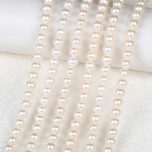 สร้อยคอมุกน้ำจืดแท้ ขนาด 5-6 มม. คุณภาพดี แสงเงางาม ไร้ตำหนิ งานแฮนด์เมด สำหรับงาน DIY ขายส่ง - Product Image 1