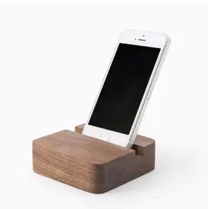 Iphone、木製携帯電話タブレットスタンド用ナチュラルブラックウォールナットホルダー