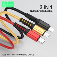 Kabel Pengisi Daya Cepat VDENMENV 3 in 1 USB ke Micro-USB Tipe-C Harga Grosir Pabrik Murah Tembaga Murni untuk Ponsel Komputer