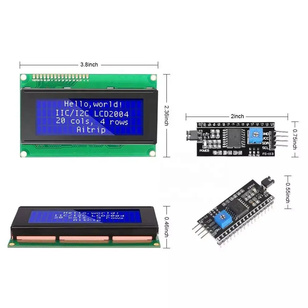 LCD2004 IIC/I2C جهاز مراقبة بشاشة إل سي دي 2004 20X4 5V حرف شاشة خلفية زرقاء LCD2004 IIC I2C شاشة LCD