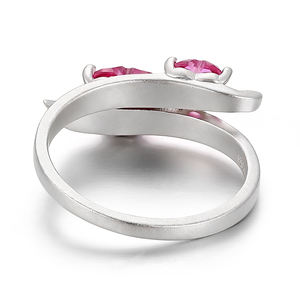 Bagues en or blanc massif 18K, 14K, 10K, serties de pierres précieuses roses cultivées en laboratoire, bijoux fantaisie faits à la main, bagues en or pour femmes, usage quotidien - Product Image 3