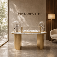 Vitrine à bijoux incurvée moderne, comptoir autoportant avec dôme en verre pour l'exposition en bijouterie