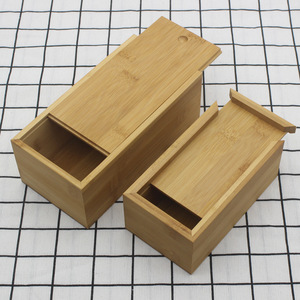 Boîte à bijoux en bambou, organisateur de rangement rectangulaire à tiroir coulissant, petite et grande taille, en bois naturel, pour bijoux et accessoires - Product Image 1