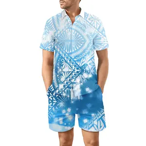 New Arrival Large Size Loose Track Suit For Men Polynesian Samoan Tribal Pattern Design Custom T Shirt With Shorts Suit