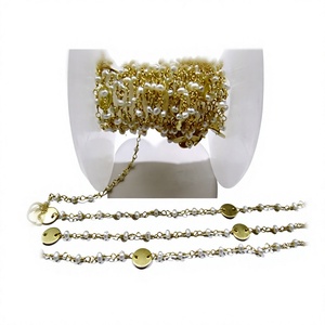 Perles Rondelles Facettées en Nacre Naturelle 3-4mm, Chaîne de Rosaire avec Pièce Métallique et Pierre Précieuse - Product Image 1