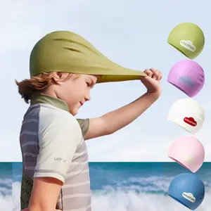 KOCOTREE topi renang anak tahan air warna murni desain sederhana topi renang perawatan rambut anak-anak silikon