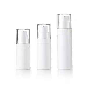 Cylindrical 20ML 30ML 50ML White PP Plastic Airless Pump Bottle With Lotion Pump