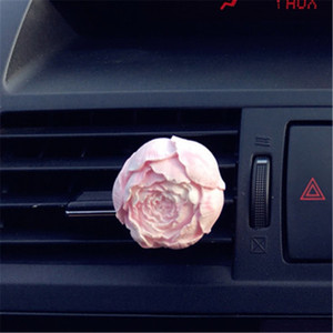 Rosa peonía en forma de flor perfumada Aroma yeso coche ventilación Clip ambientador cerámica porcelana fragancia aceite esencial difusor - Product Image 5