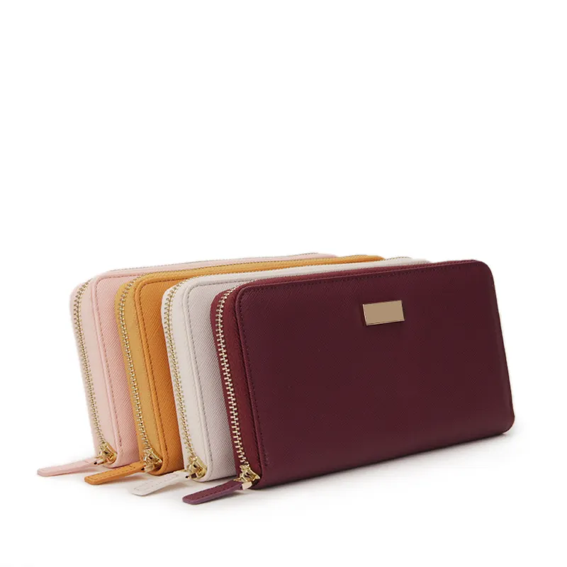 Women leather wallet zip around wristlet purse card holder clutch Phone wallet