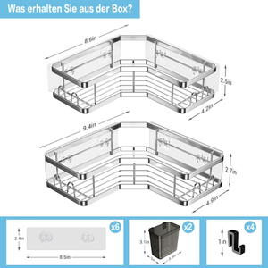 Drenaje de baño, 2 piezas por juego, estante organizador de esquina con cubo, estante de ducha triangular de hierro y plata montado en la pared - Product Image 2